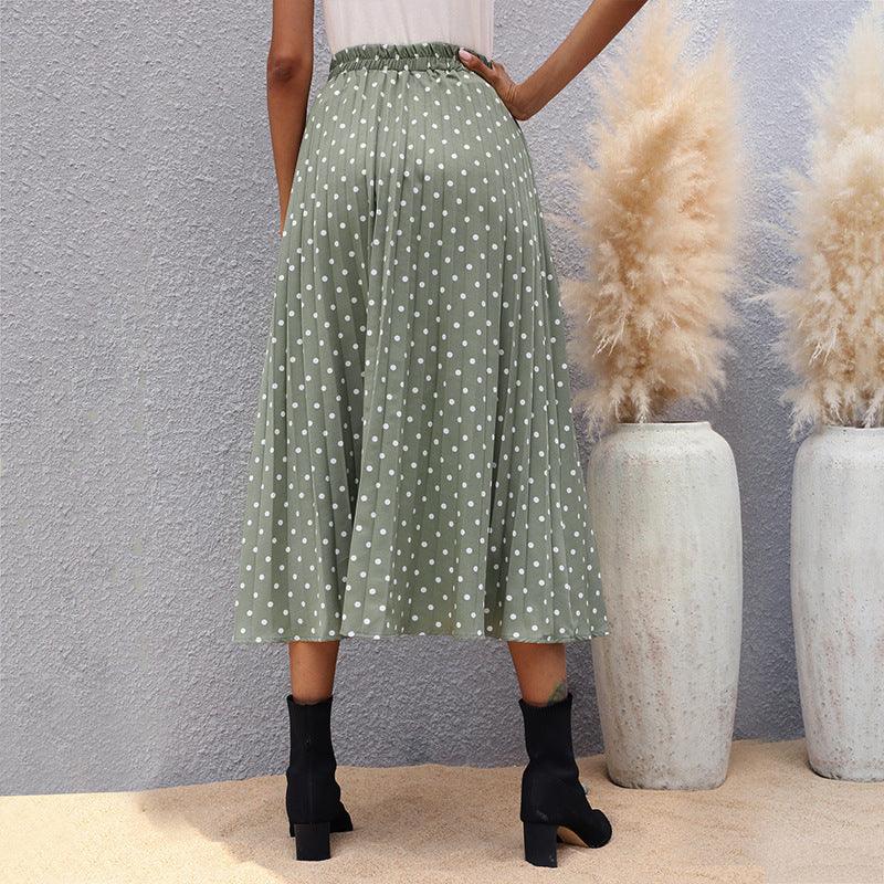 Green European And American Irregular Polka Dot Skirt - FASHION - Your-Look