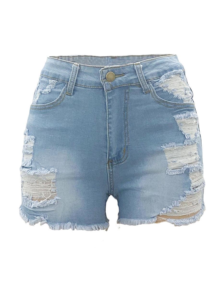 High Elastic Ripped Jeans Denim Shorts For Women - FASHION - Your-Look