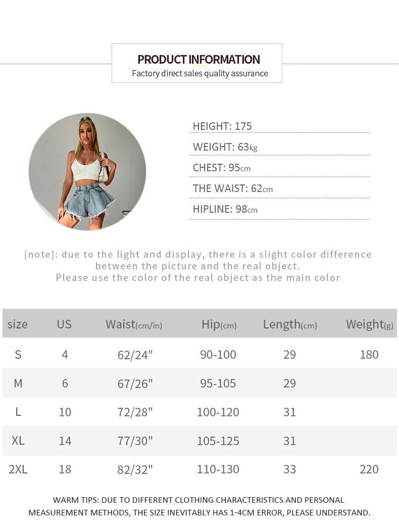 High Waist Loose-fitting Tassel Denim Shorts For Women - FASHION - Your-Look