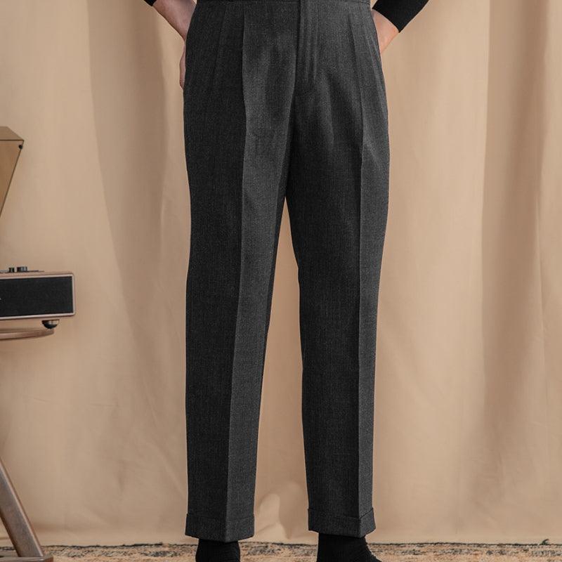 High-Waisted Smart-Casual Trousers Retro Style - Vintage-Inspired Silhouette, Classic Colors, Timeless Elegance.