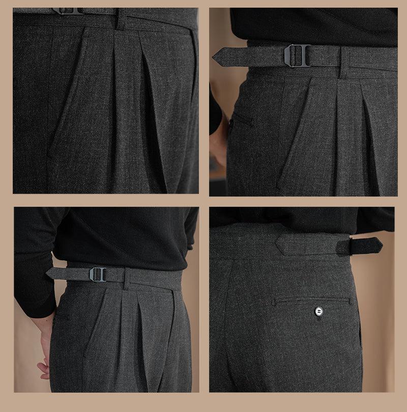 High-Waisted Smart-Casual Trousers Retro Style - Vintage-Inspired Silhouette, Classic Colors, Timeless Elegance.