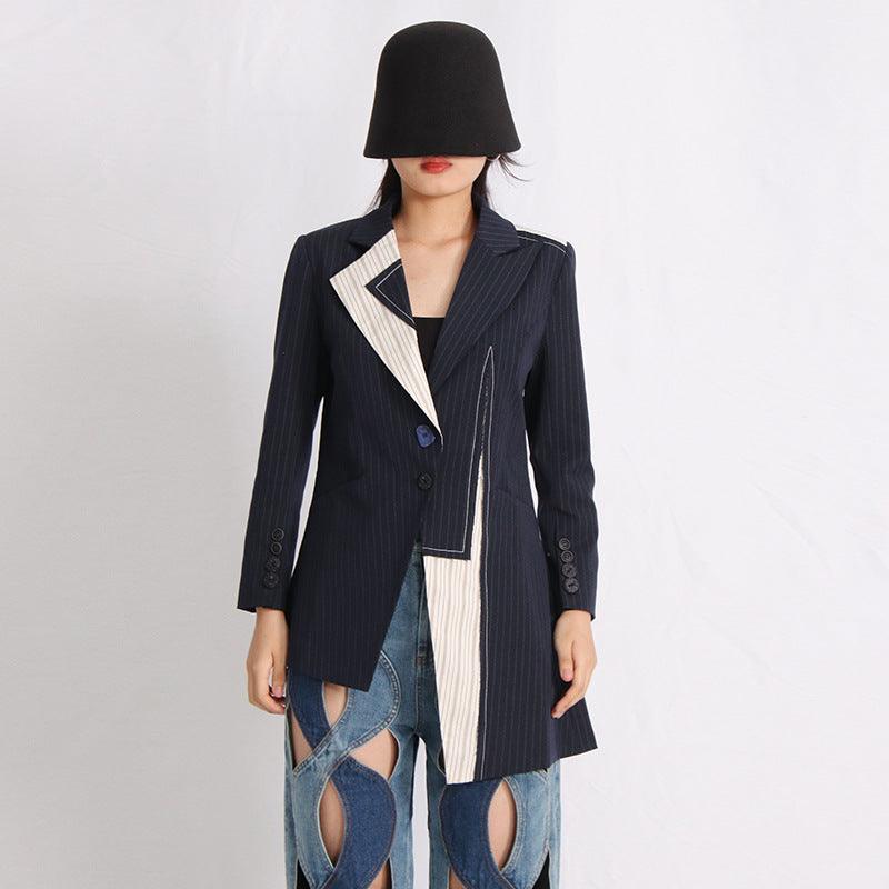 Elevate Your Style: Irregular Fashion Design Patchwork Stripes Coat for Chic Commuting - Your-Look