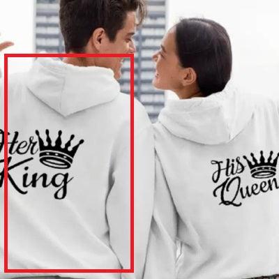 King Queen Printed European And American Plus Velvet Hooded Sweater - Fashion - Your-Look