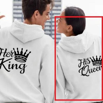 King Queen Printed European And American Plus Velvet Hooded Sweater - Fashion - Your-Look