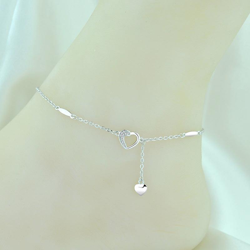 Korean Inspired: S925 Sterling Silver Anklet Plated With 18K White/Rose/Yellow Gold