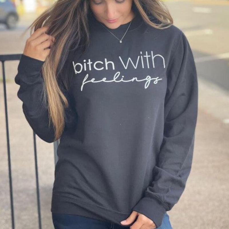 &quot;Emotionally Empowered&quot; Letter Print Female Canine Sweatshirt - Your-Look