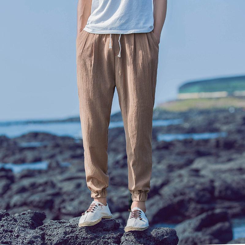 Linen Cropped Trousers Men&