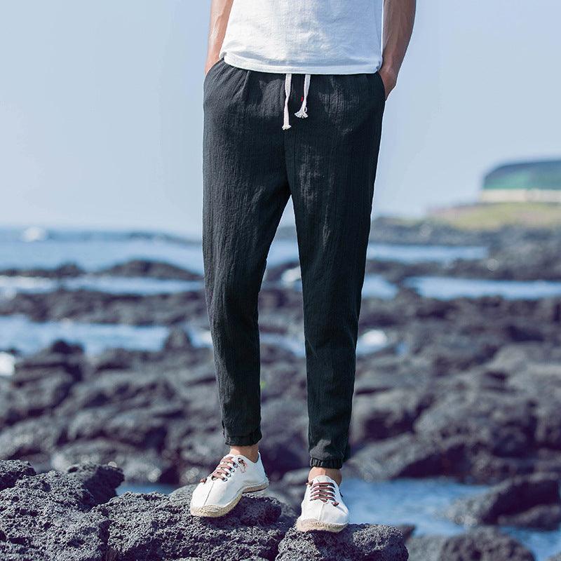 Linen Cropped Trousers Men&