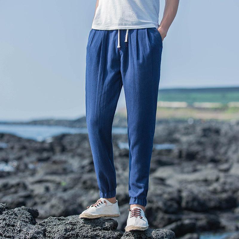 Linen Cropped Trousers Men&