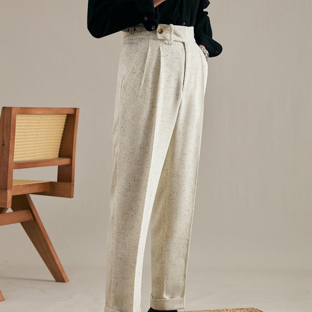 Linen Double Pleated Trousers Straight Leg For Men - Fashion - Your-Look