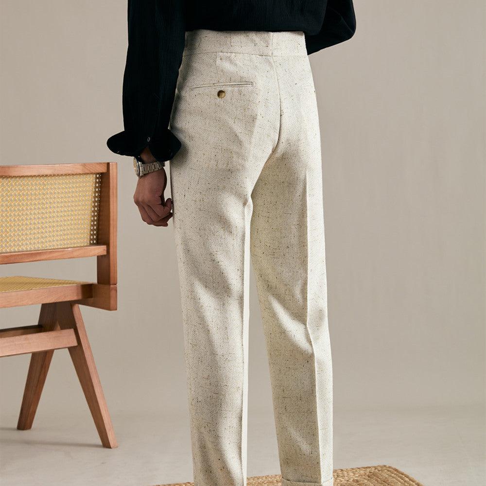 Linen Double Pleated Trousers Straight Leg For Men - Fashion - Your-Look