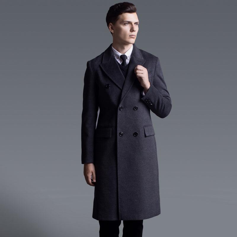 Double Breasted Long Sleeve Long Cashmere Coat Large Size -  - Your-Look