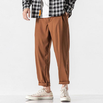 Men Straight Loose Cropped Cotton Pants - Fashion - Your-Look