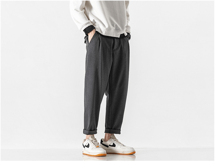 Men Straight Loose Cropped Cotton Pants - Fashion - Your-Look