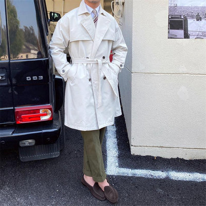 Commuting Mid-length Trench Coat With Double-breasted Lapels -  - Your-Look
