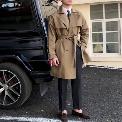 Commuting Mid-length Trench Coat With Double-breasted Lapels -  - Your-Look