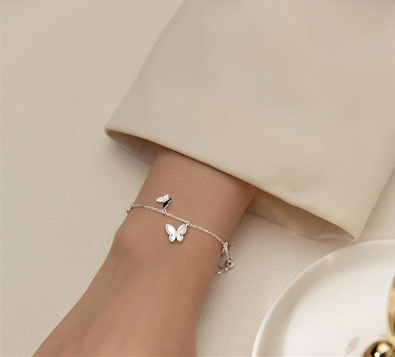 Mloveacc Shell Butterfly Charm Bracelet: Handcrafted Rose Gold 925 Sterling Silver Gift for Women - Your-Look