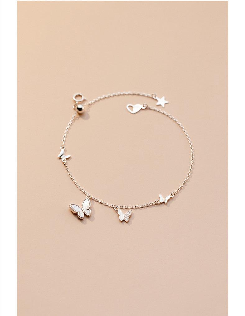 Mloveacc Shell Butterfly Charm Bracelet: Handcrafted Rose Gold 925 Sterling Silver Gift for Women - Your-Look