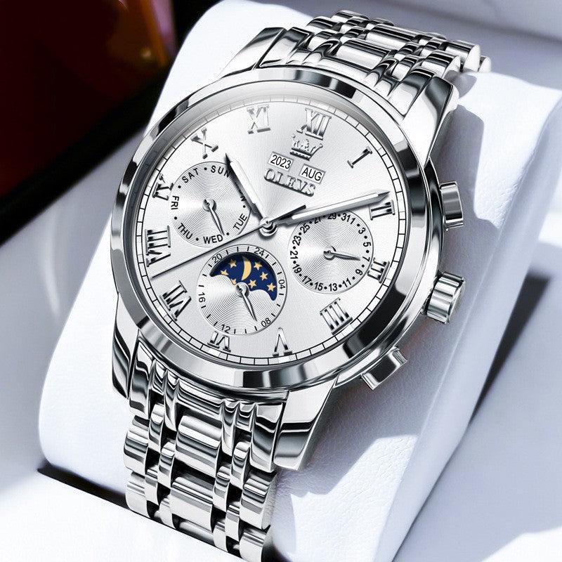 &quot;Lunar Elegance&quot; Multifunctional Moon Phase Automatic Mechanical Watch - A Waterproof Timepiece of Timeless Sophistication - Your-Look