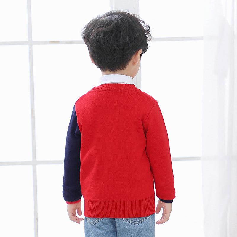 Small fish V-neck single breasted sweater for children - Fashion - Your-Look