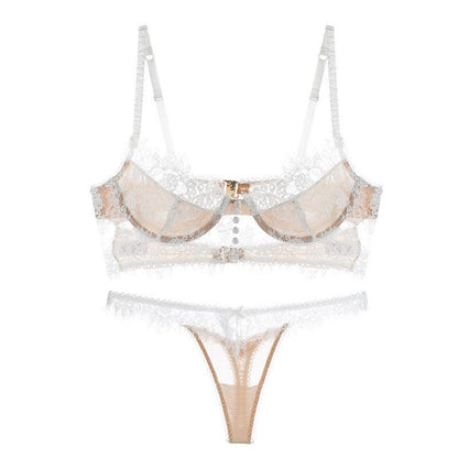 &quot;Parisian Allure&quot; French Back Ultra-thin Bra Set - Embrace Elegance and Comfort