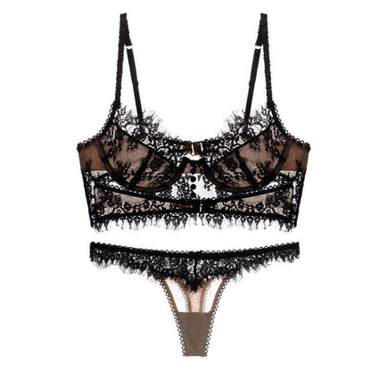 &quot;Parisian Allure&quot; French Back Ultra-thin Bra Set - Embrace Elegance and Comfort
