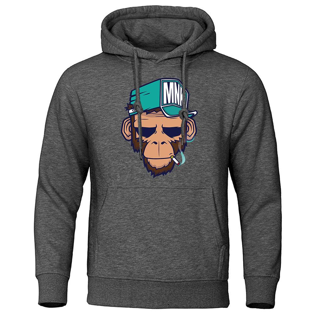 Personality Smoking Monkey Hoodie Sweatshirt Hip Hop Casual Street Hooded - Fashion - Your-Look