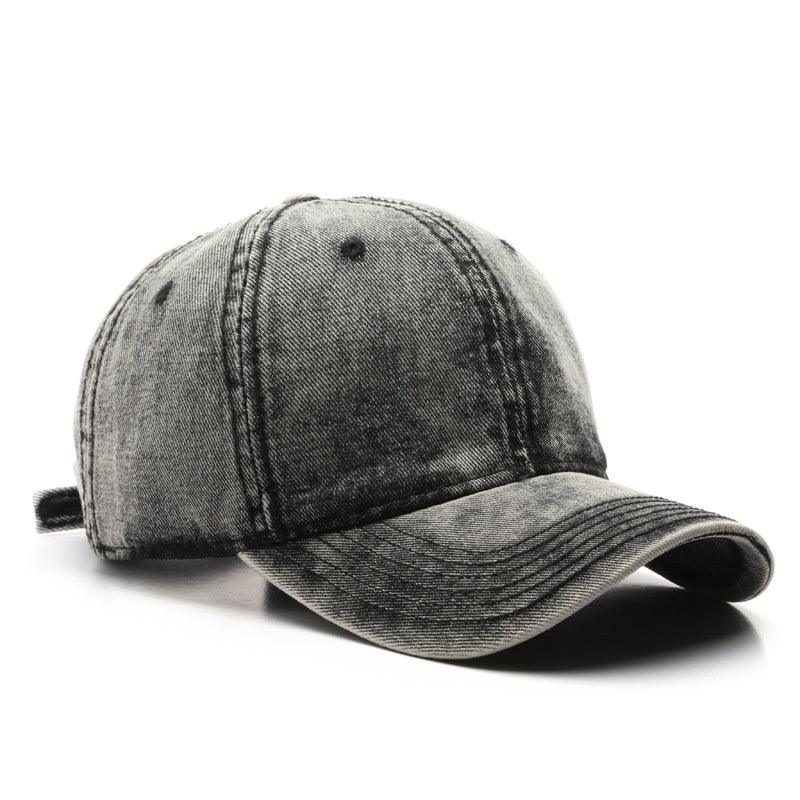 Personality Street Washed Denim Solid Color Light Board Baseball Cap - Fashion - Your-Look