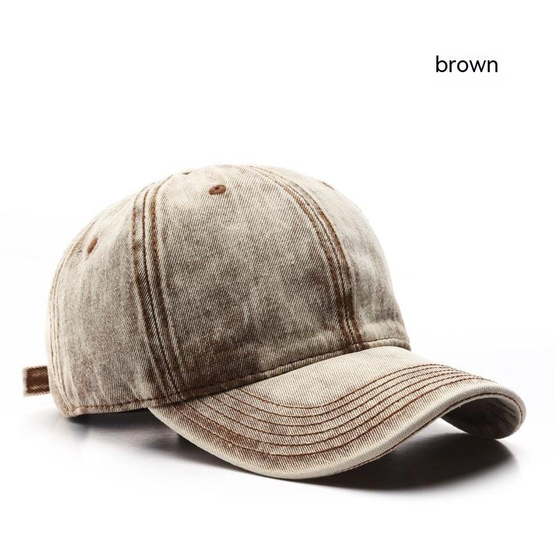 Personality Street Washed Denim Solid Color Light Board Baseball Cap - Fashion - Your-Look