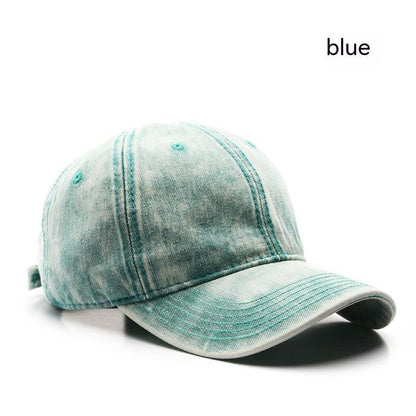 Personality Street Washed Denim Solid Color Light Board Baseball Cap - Fashion - Your-Look