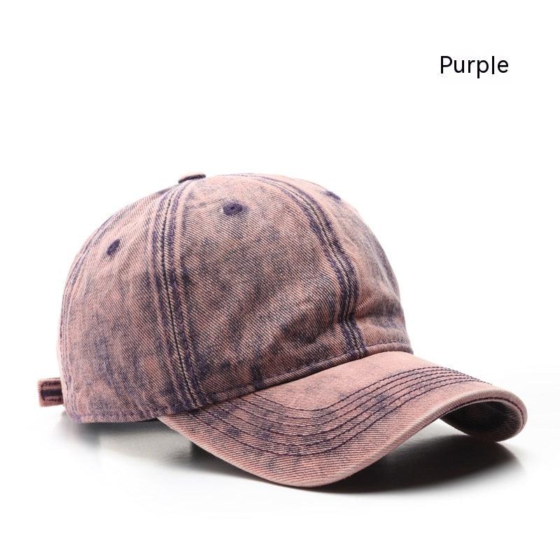 Personality Street Washed Denim Solid Color Light Board Baseball Cap - Fashion - Your-Look