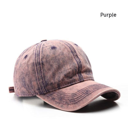 Personality Street Washed Denim Solid Color Light Board Baseball Cap - Fashion - Your-Look