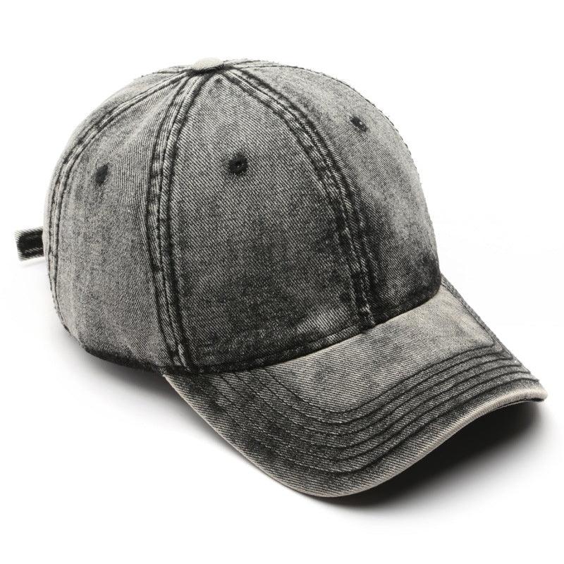 Personality Street Washed Denim Solid Color Light Board Baseball Cap - Fashion - Your-Look