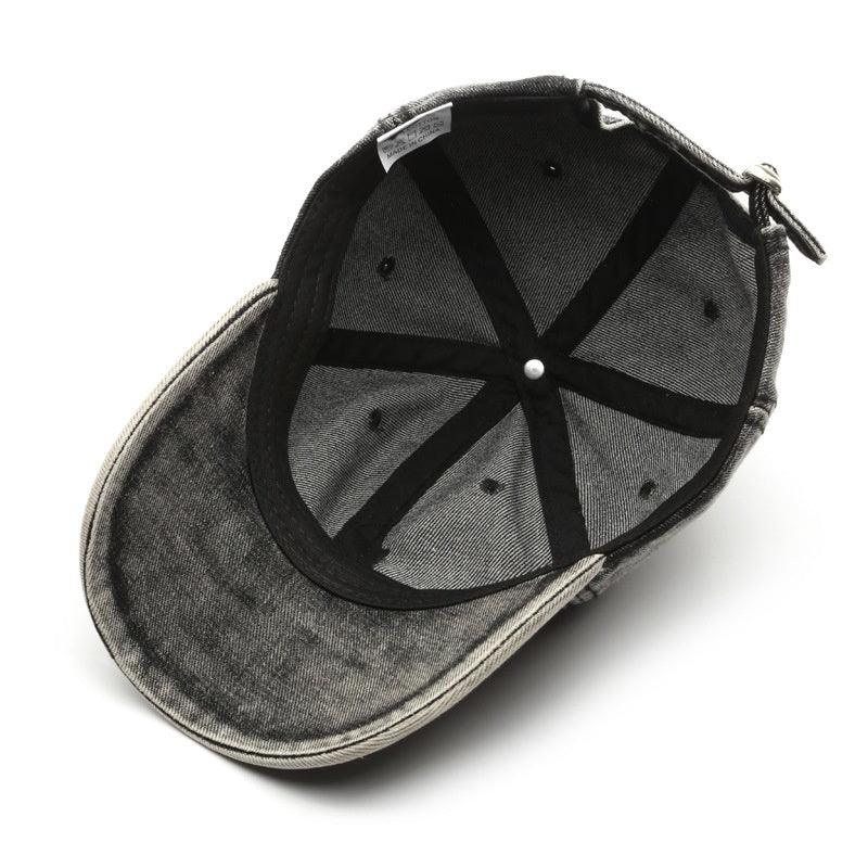 Personality Street Washed Denim Solid Color Light Board Baseball Cap - Fashion - Your-Look