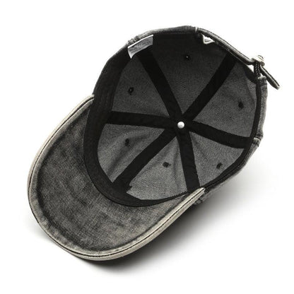 Personality Street Washed Denim Solid Color Light Board Baseball Cap - Fashion - Your-Look