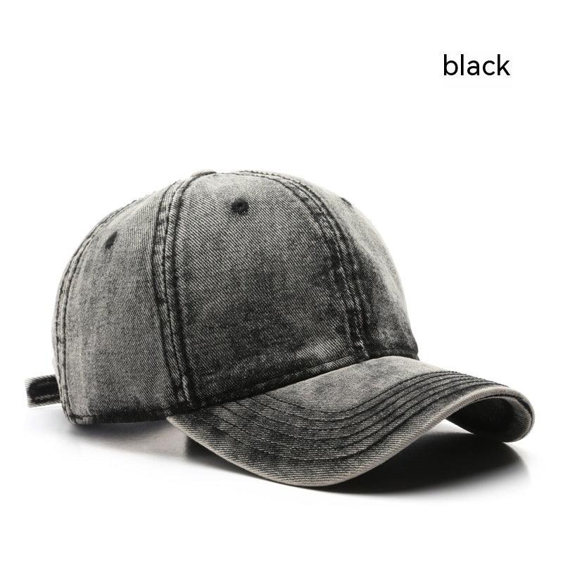 Personality Street Washed Denim Solid Color Light Board Baseball Cap - Fashion - Your-Look