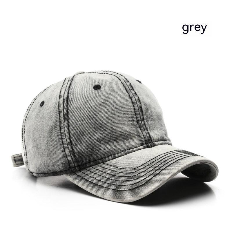 Personality Street Washed Denim Solid Color Light Board Baseball Cap - Fashion - Your-Look