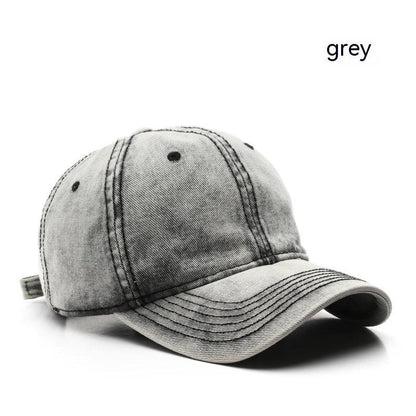 Personality Street Washed Denim Solid Color Light Board Baseball Cap - Fashion - Your-Look