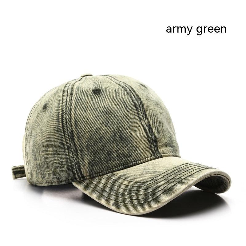 Personality Street Washed Denim Solid Color Light Board Baseball Cap - Fashion - Your-Look