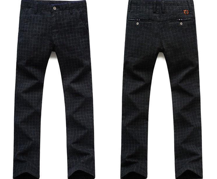 Plaid cotton and linen straight trousers for men - Fashion - Your-Look