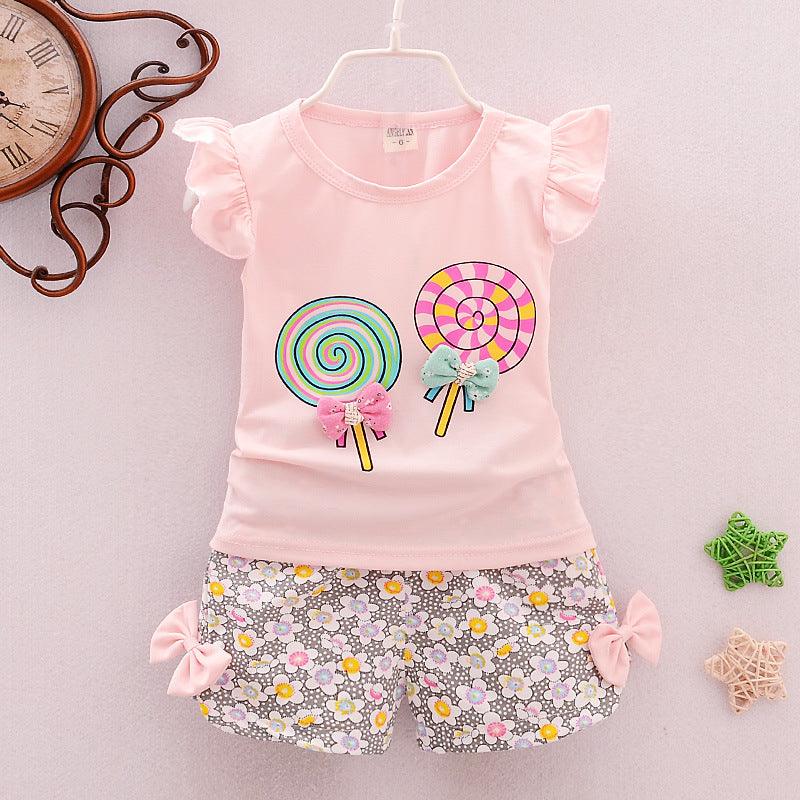 Girls Cartoon Two-Piece Korean Children&