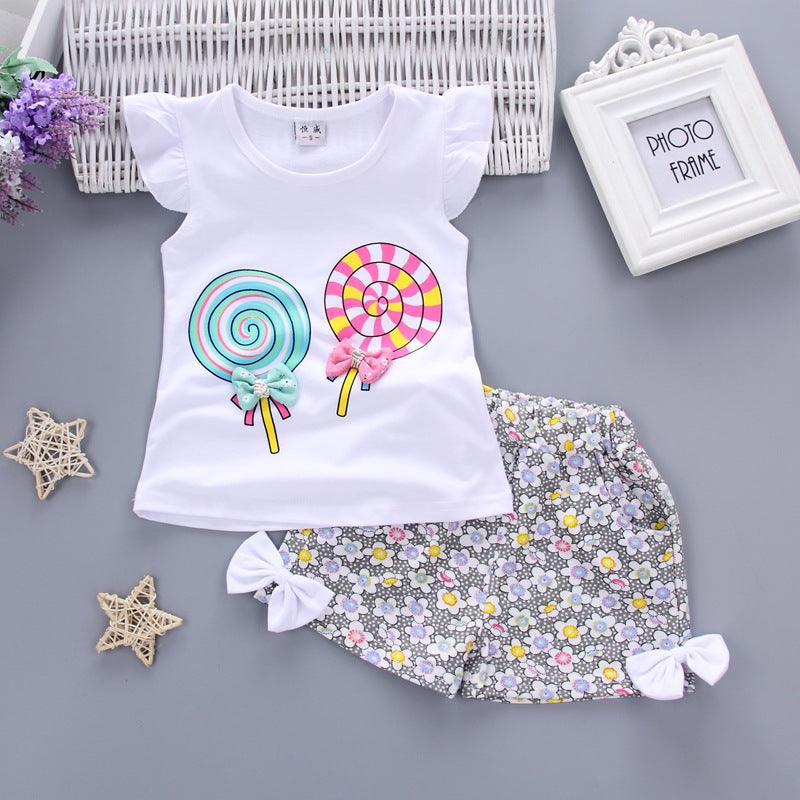 Girls Cartoon Two-Piece Korean Children&