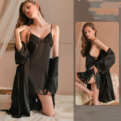 Pure Desire Elegance&quot; Lace Suspenders Pajamas - Indulge in Stylish Comfort - Your-Look