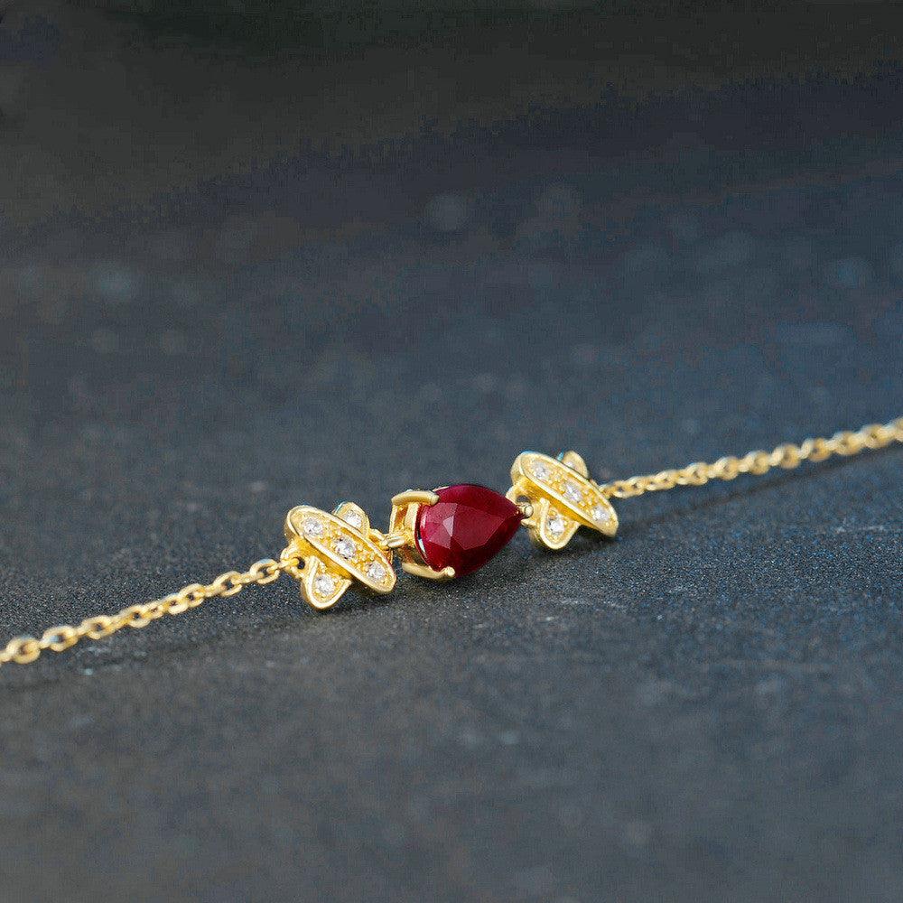 Radiant Elegance: Natural Ruby Gold Bracelet with Color Gem Jewelry - Your-Look