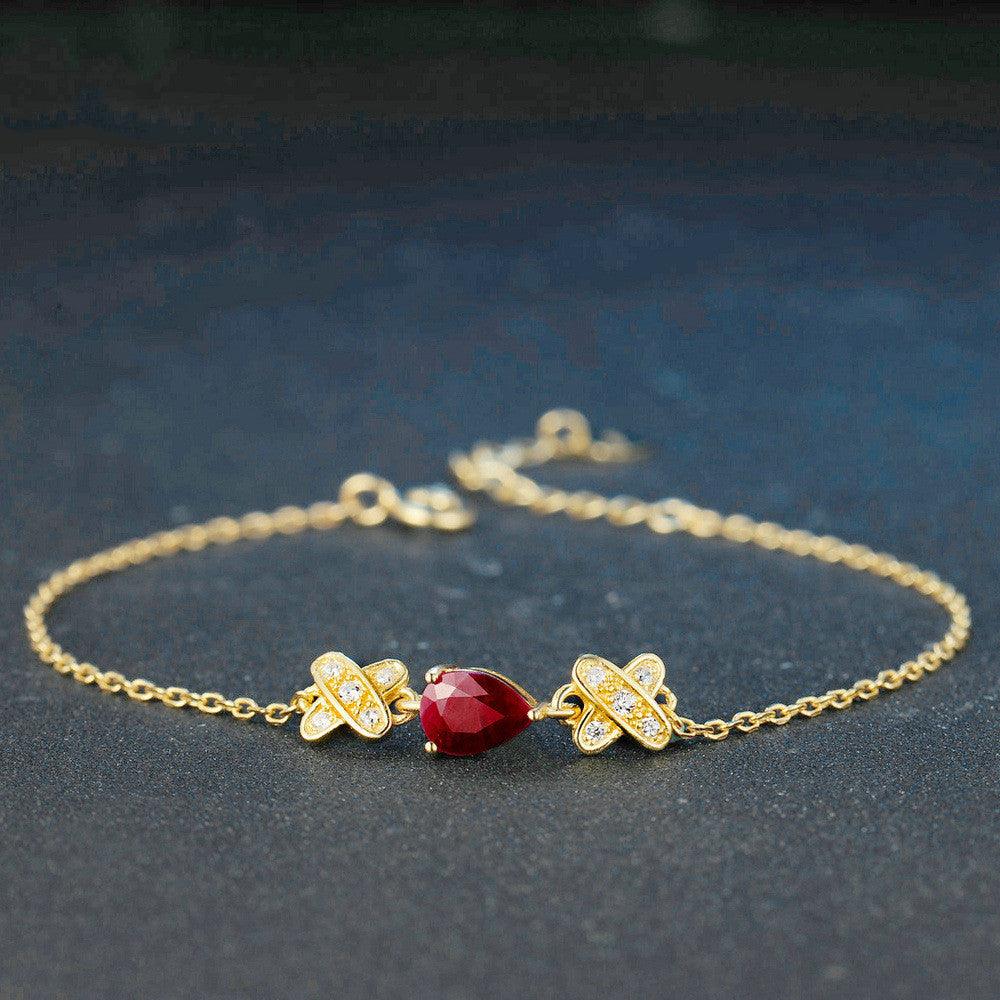 Radiant Elegance: Natural Ruby Gold Bracelet with Color Gem Jewelry