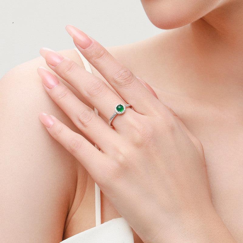 Radiant Elegance: S925 Sterling Silver Green Agate Ring with 14K Gold Plating - Your-Look