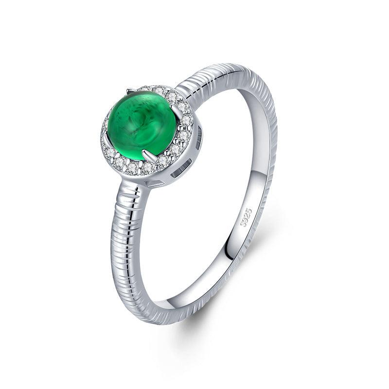 Radiant Elegance: S925 Sterling Silver Green Agate Ring with 14K Gold Plating - Your-Look