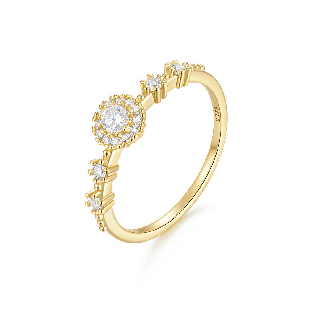 Radiate Romance with our Entry Lux Flower Rhinestone-Embedded Closed 925 Silver Proposal Ring - Your-Look