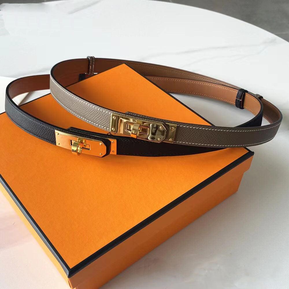 Rotating Buckle Leather Thin Belt: Versatile All-Match Accessory for Women - Your-Look