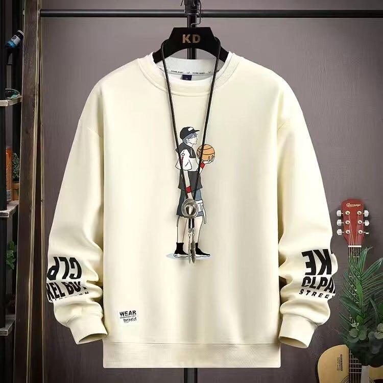 Round Neck Sweater For Men Fleece-lined Thickened Teenagers - Fashion - Your-Look